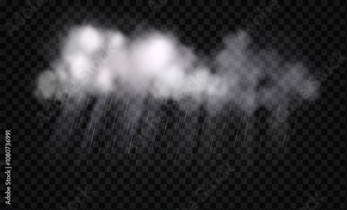 rainy clouds, torrential downpour rain,illustration on isolated background