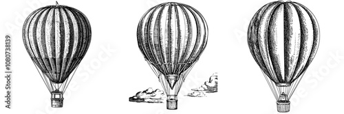 A hot air balloon with a ship-shaped basket in flight. A hot air balloon with a ship-shaped basket in flight. A hot air balloon with a ship-shaped basket in flight. A hot air balloon with a sail in
