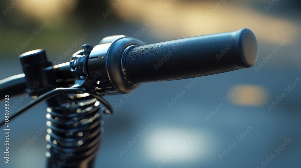 Fototapeta premium Scooter brake lever focus shiny finish and spring mechanism visible