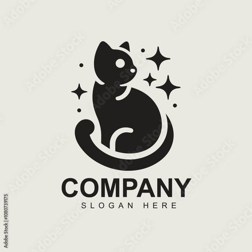 Black cat simple logo design