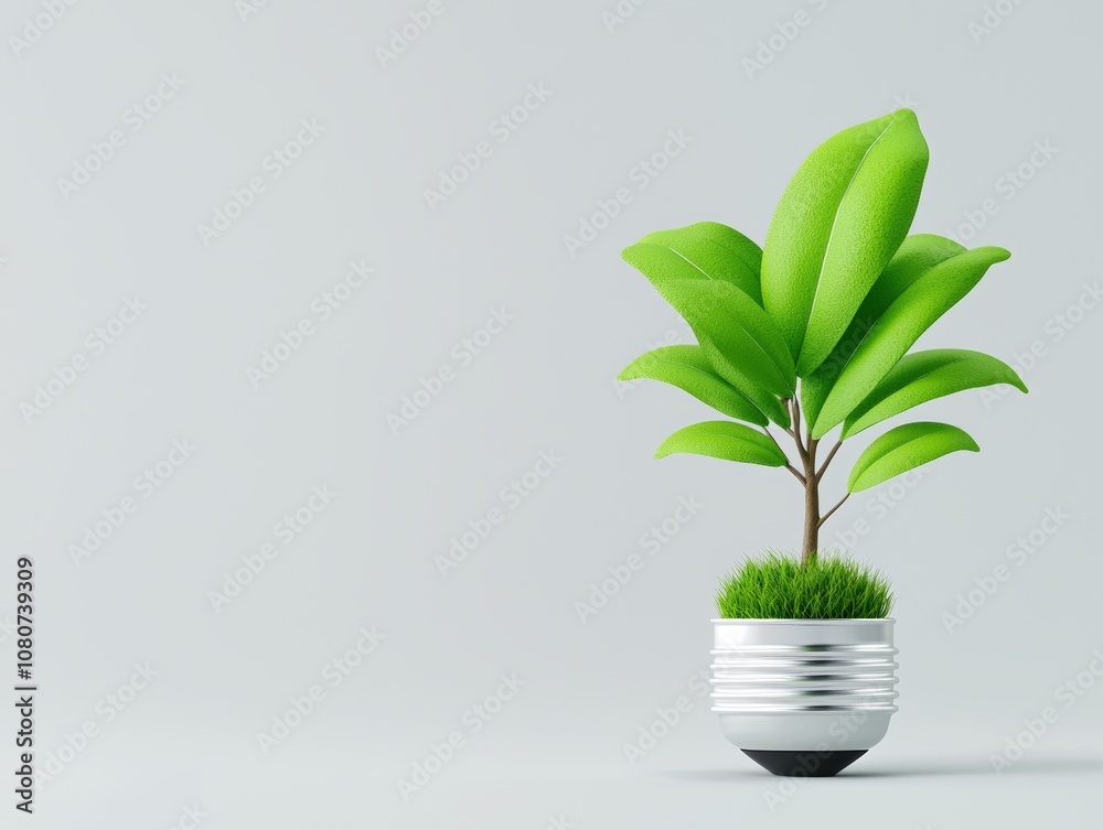 Using technology and nature in tandem, this bulb represents eco-friendly and sustainable energy solutions. Using technology and nature in tandem, this bulb represents eco-friendly and sustainable energy solutions.