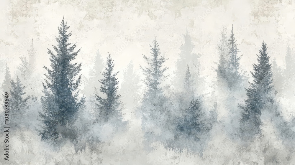 Ethereal trees in grey branches fading into aged cracked texture Ethereal trees in grey branches fading into aged cracked texture