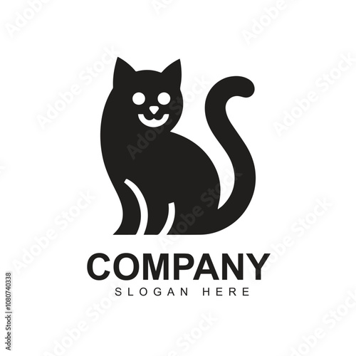 Black cat simple logo design