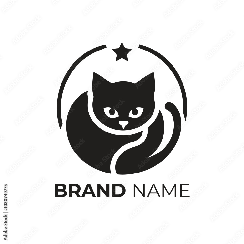 Obraz premium Black cat simple logo design