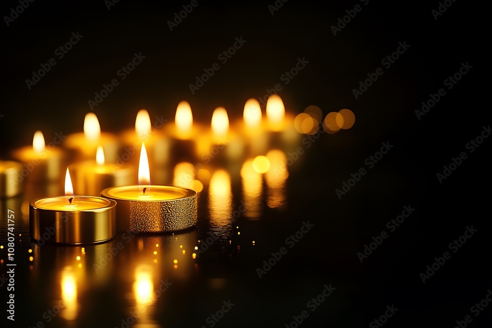 Glowing candles in a dark setting. Glowing candles in a dark setting.