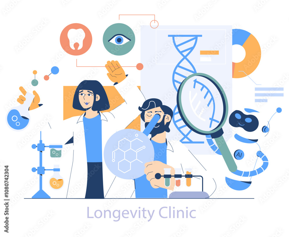 Longevity Clinic. Flat Vector Illustration Longevity Clinic. Flat Vector Illustration