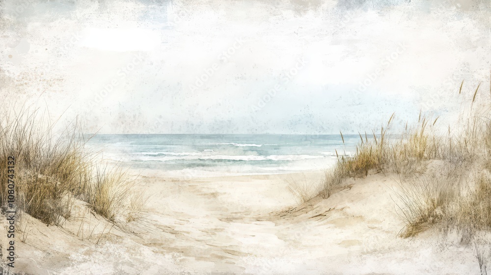 Fototapeta premium Relaxing dunes and waves merging into grunge wallpaper