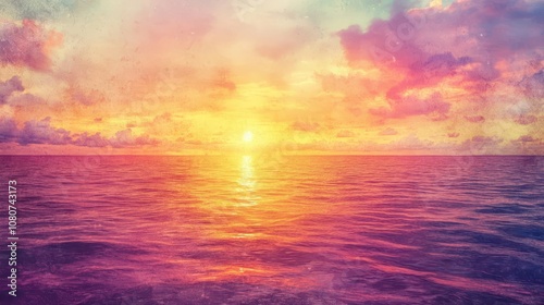 Warm sunset hues fading into textured wallpaper background