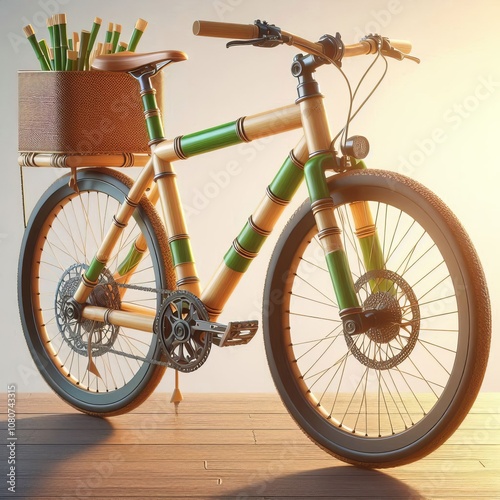 Bicycle with Sustainable Materials Constructed using bamboo recy photo