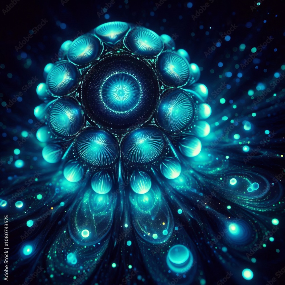 Obraz premium Bioluminescent effects glowing blues and greens