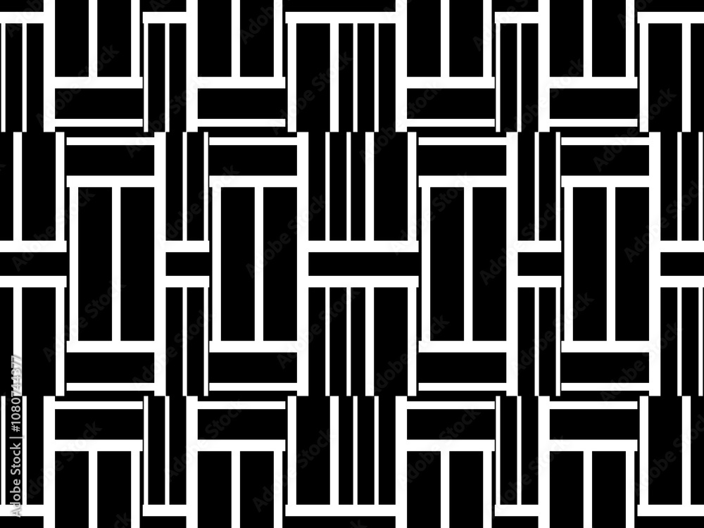 Seamless vector abstract geometric pattern. Woven textile fabric with black and white crossed straight lines. Background texture in a diagonal arrangement. Black and White Hypnotic Background. Seamless vector abstract geometric pattern. Woven textile fabric with black and white crossed straight lines. Background texture in a diagonal arrangement. Black and White Hypnotic Background.