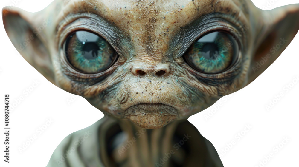 Close up of alien Isolated On PNG Transparent Background And White Close up of alien Isolated On PNG Transparent Background And White