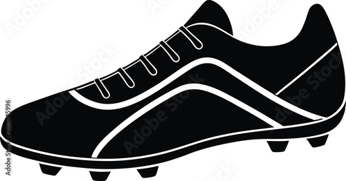 Soccer shoe silhouette, football boots icon black vector 