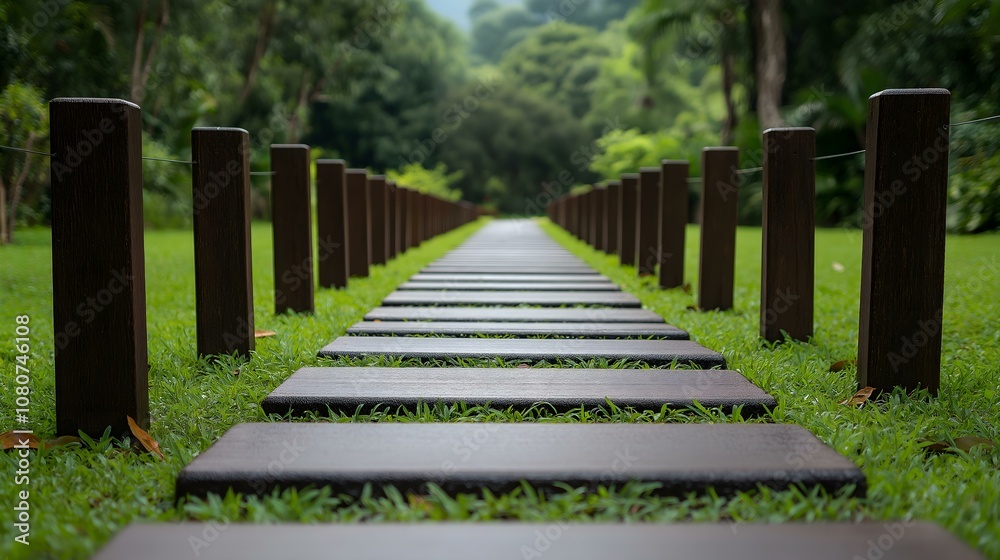 Pathway through lush greenery leading into a serene nature setting. Pathway through lush greenery leading into a serene nature setting.