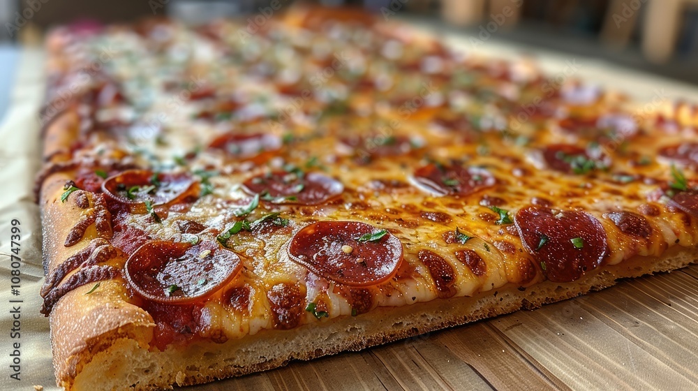 A Slice of Pepperoni Pizza with Cheese and Green Herbs A Slice of Pepperoni Pizza with Cheese and Green Herbs