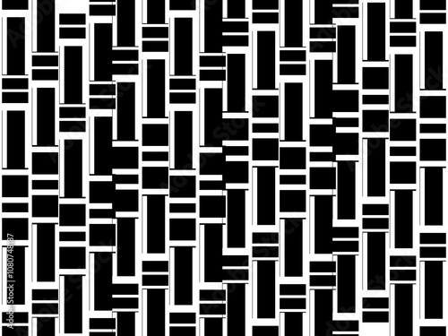 Seamless vector abstract geometric pattern. Woven textile fabric with black and white crossed straight lines. Background texture in a diagonal arrangement. Black and White Hypnotic Background.