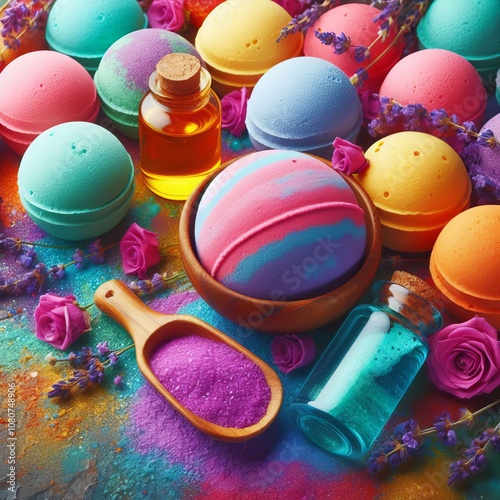 Colorful Bath Bombs Bath bombs that release vibrant colors upon