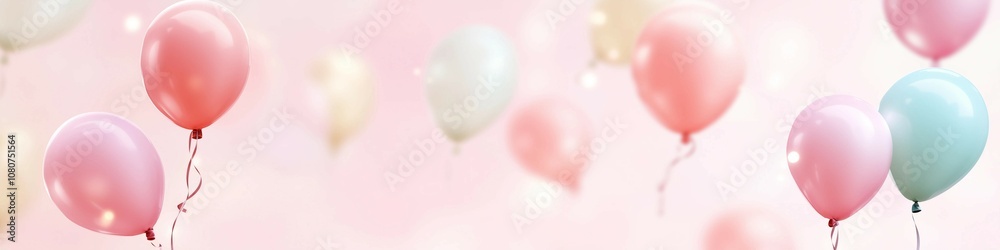 Pink birthday background with balloons and bows,empty space in the center of the frame. Pink birthday background with balloons and bows,empty space in the center of the frame.