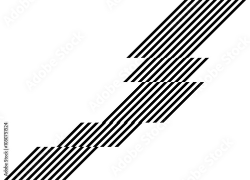 Abstract pattern of black broken lines on a white background in retro style. Striped vector background. Design element. . For covers, postcards, advertisements, videos, games. Diagonal