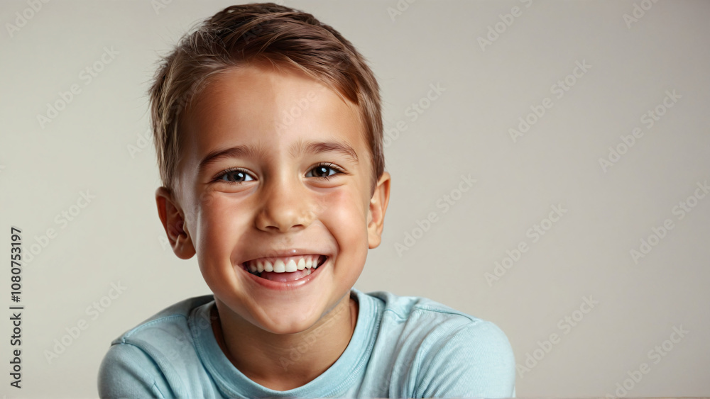 Happy Child Smiling on Plain Background Happy Child Smiling on Plain Background