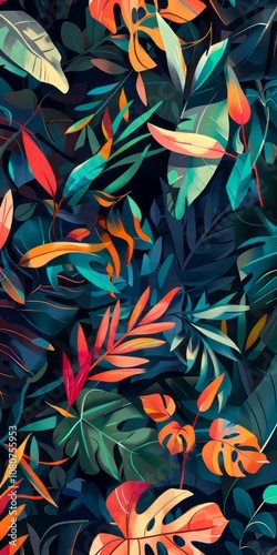 Fototapeta Naklejka Na Ścianę i Meble -  Abstract jungle with creative elements.