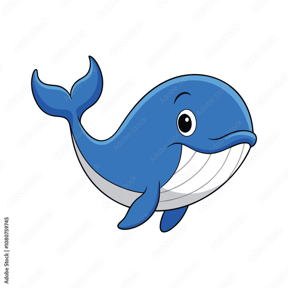 Obraz premium Whale Cute Small Cartoon Baby Whale Character