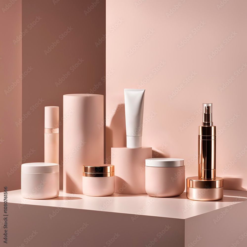 Aesthetic Cosmetic Product Arrangement on Minimalist Pink Background Aesthetic Cosmetic Product Arrangement on Minimalist Pink Background