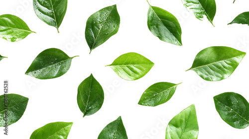 refined green leaf repeat isolated on white background 