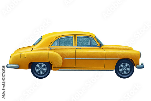 yellow vintage car