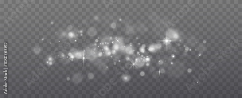 Christmas glowing bokeh. Spot of sparks and whites the stars sparkle with a special light. White bokeh effect.