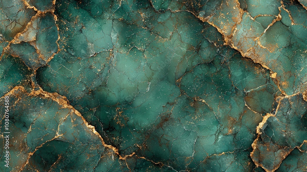 A textured green marble background with golden veins, ideal for design and decor. A textured green marble background with golden veins, ideal for design and decor.