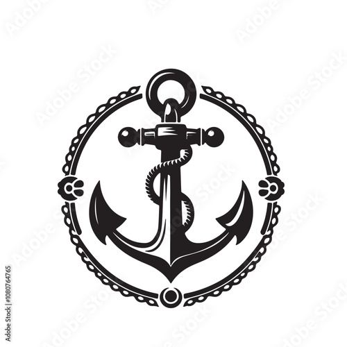 Ship anchor simple vector silhouette design black and white. Anchor logo, icon.
