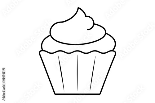 cupcake outline icon vector .