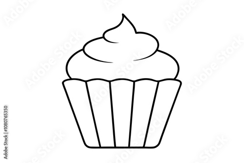 cupcake outline icon vector .