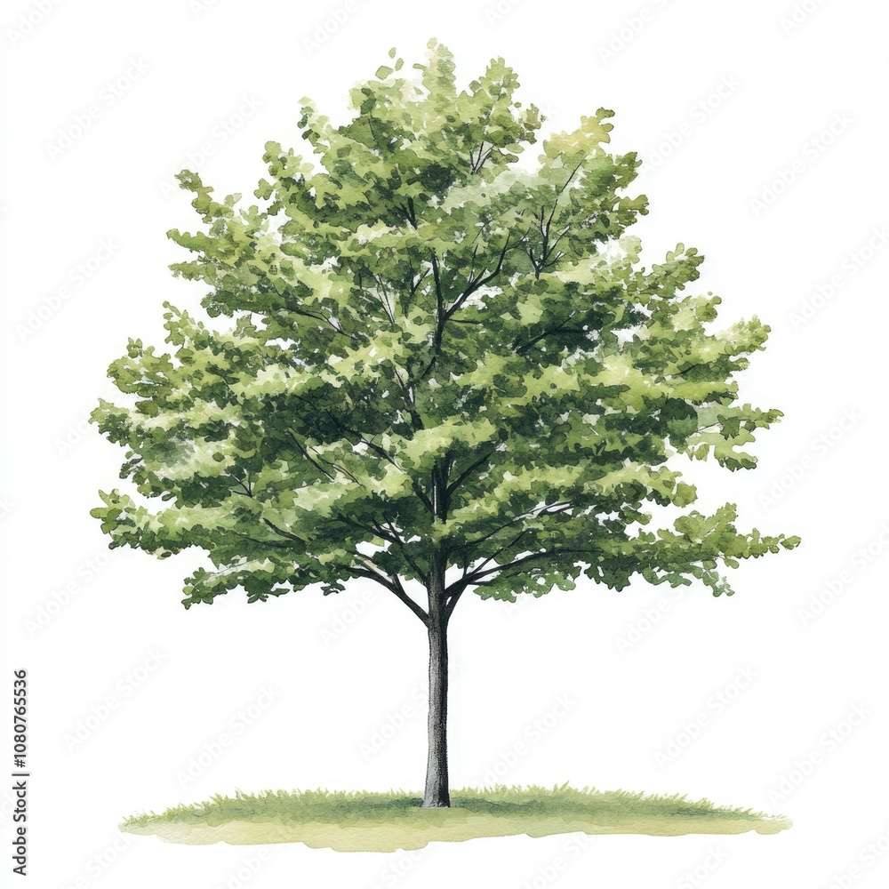 Hand Painted Watercolor Tree Illustration. Autumn Foliage and Greenery for Natural Park and Garden Design. Hand Painted Watercolor Tree Illustration. Autumn Foliage and Greenery for Natural Park and Garden Design.