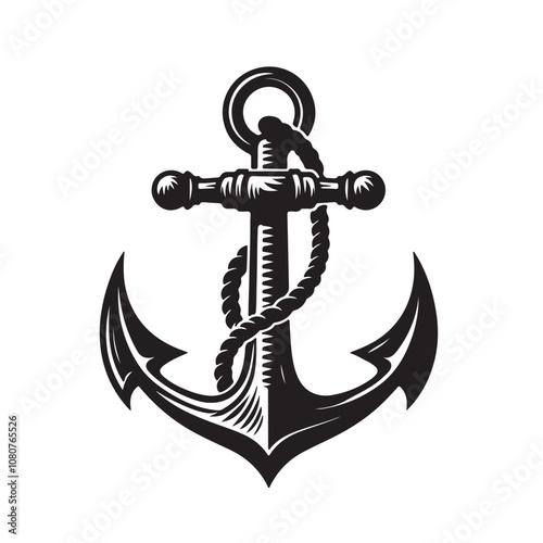 Ship anchor simple vector silhouette design black and white. Anchor logo, icon.