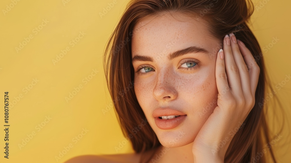 Portrait of a Smiling Woman with Brown Hair Generative AI Portrait of a Smiling Woman with Brown Hair Generative AI