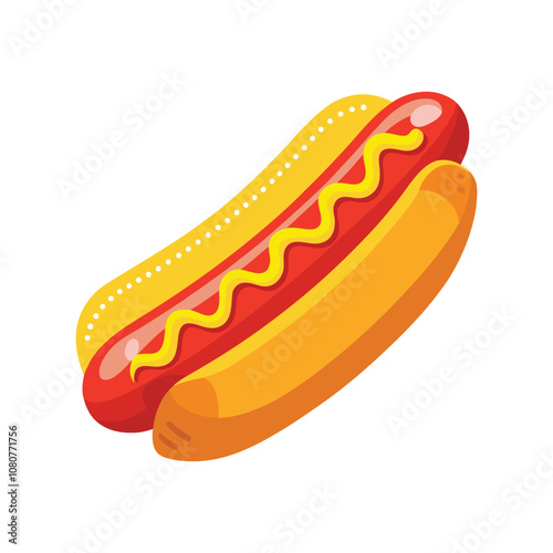 Hot Dog with Ketchup Vector Illustration