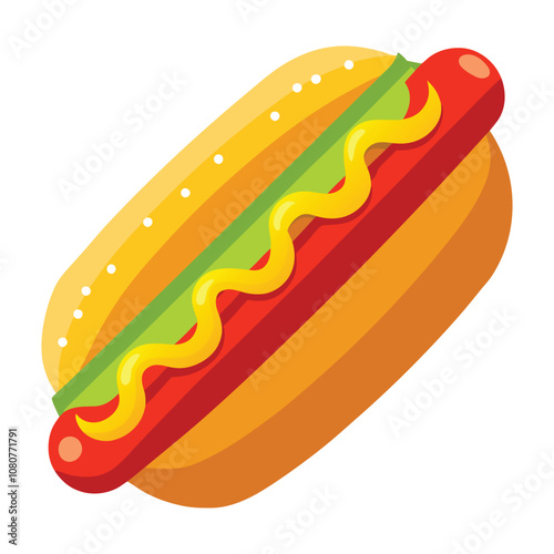 Hot Dog with Ketchup Vector Illustration