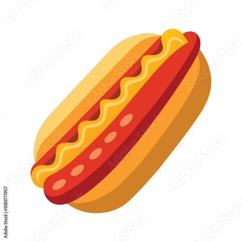 Hot Dog with Ketchup Vector Illustration