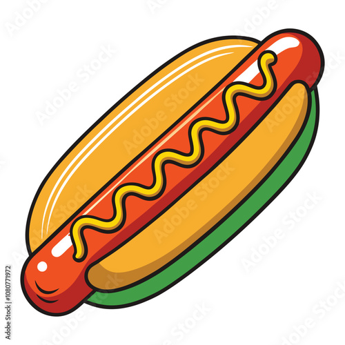 Hot Dog with Ketchup Vector Illustration