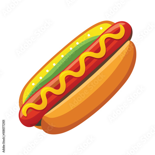 Hot Dog with Ketchup Vector Illustration