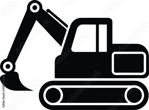 Excavator vector silhouette. Construction excavator vector, Excavator logo, icon