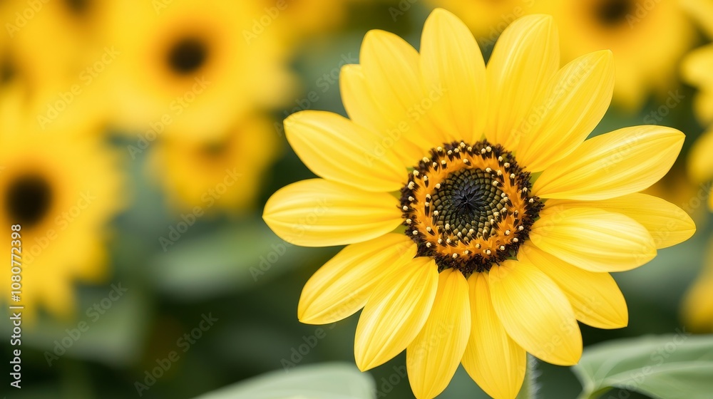 Vibrant sunflower in full bloom, showcasing its bright yellow petals and dark center, symbolizing warmth and happiness in nature. Vibrant sunflower in full bloom, showcasing its bright yellow petals and dark center, symbolizing warmth and happiness in nature.