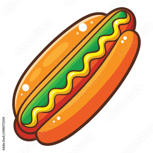 Hot Dog with Ketchup Vector Illustration