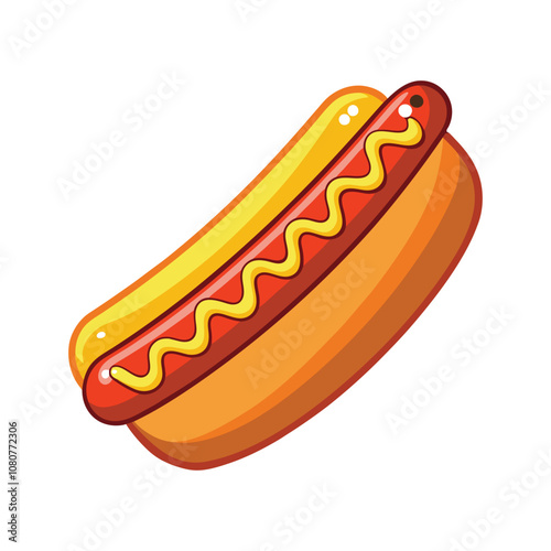 Hot Dog with Ketchup Vector Illustration