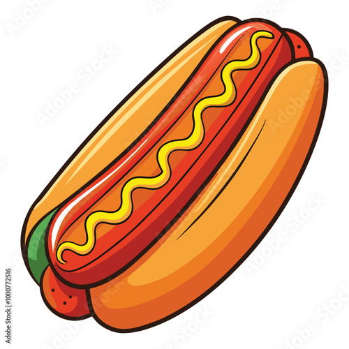 Hot Dog with Ketchup Vector Illustration