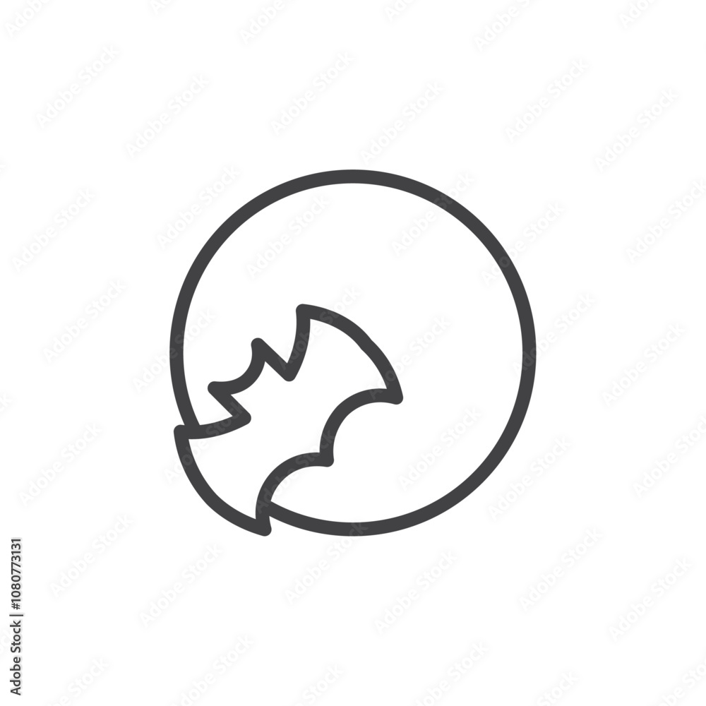 Bat moon icon Logo symbol outline set Bat moon icon Logo symbol outline set