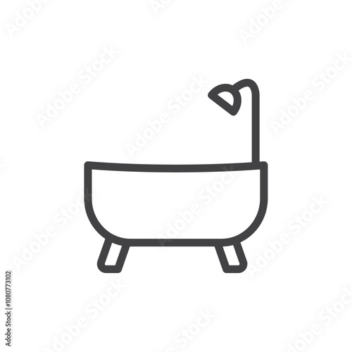 Bath tub icon Logo symbol outline set