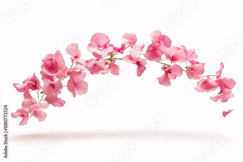 Pink Flower Branch Isolated on White Background - Delicate Floral Beauty